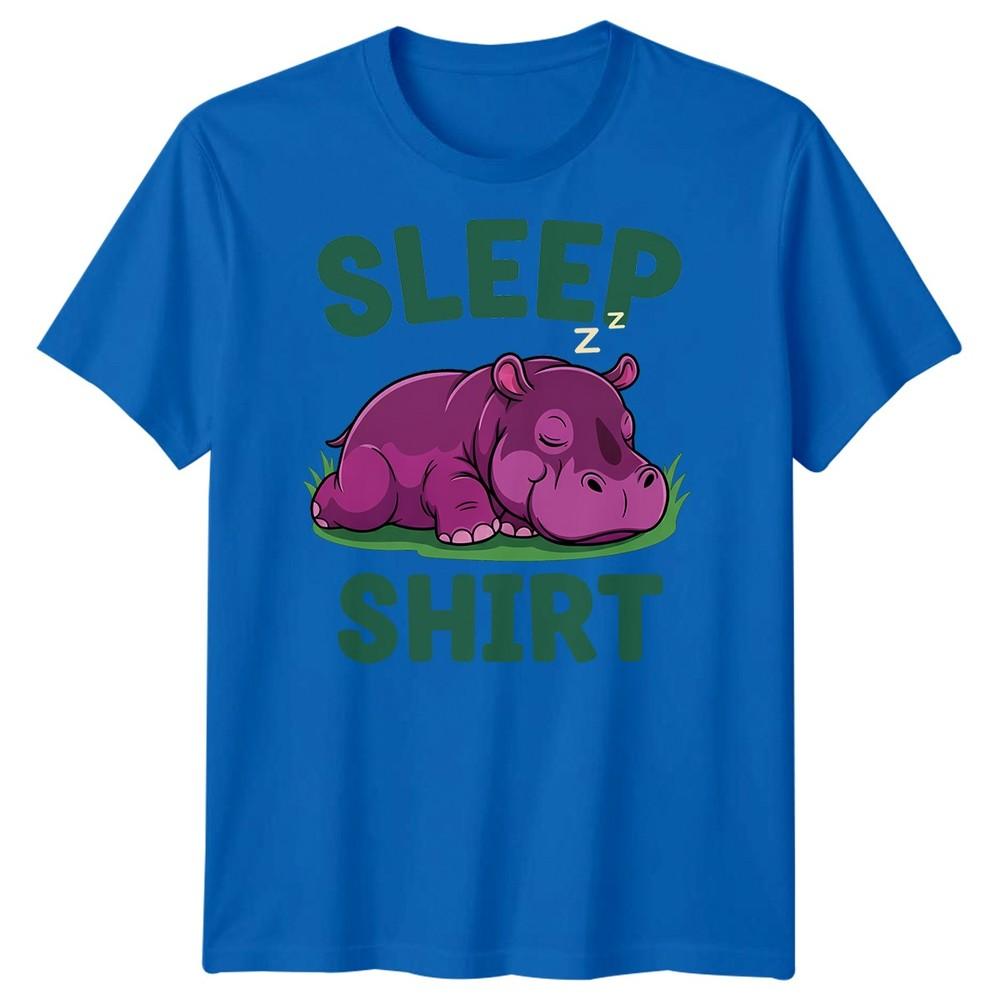 Sleep Shirt Hippo Unisexs T Shirt Cartoon Animal