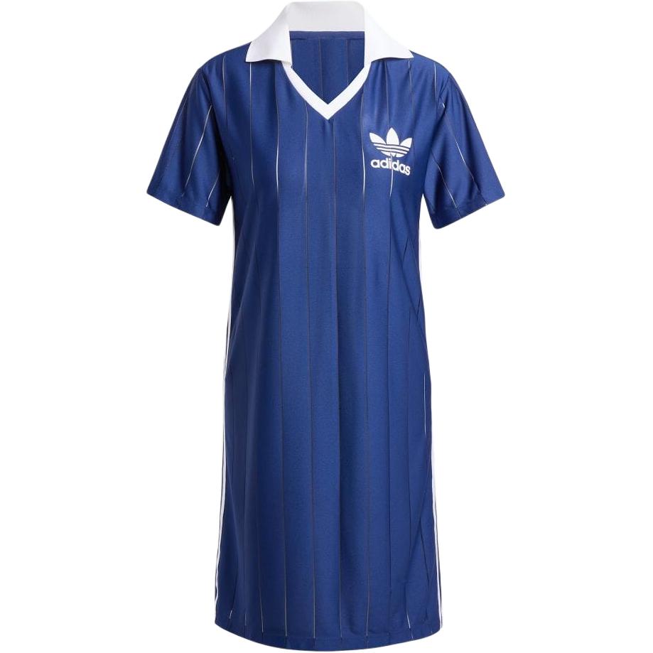 

Adidas Originals Stripe Logo Comfort Soft Breathable Short Sleeve Dress Women Dress Navy IX5509 S