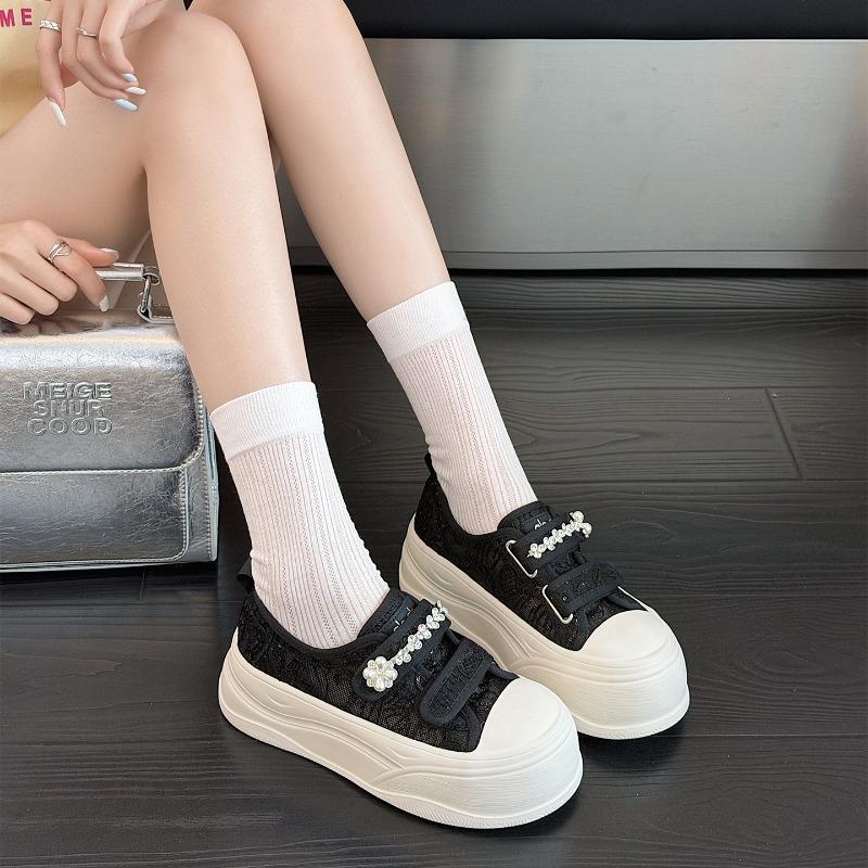 Summer new lace mesh platform white shoes women's breathable mesh casual shoes heightening versatile student board shoes
