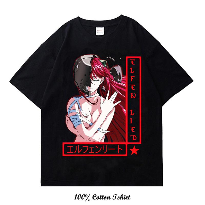 Nový letní styl ležérní tričko Elfen Lied nadměrné vintage pánské dámské s grafickým potiskem streetwear oblečení 100% bavlna topy trička
