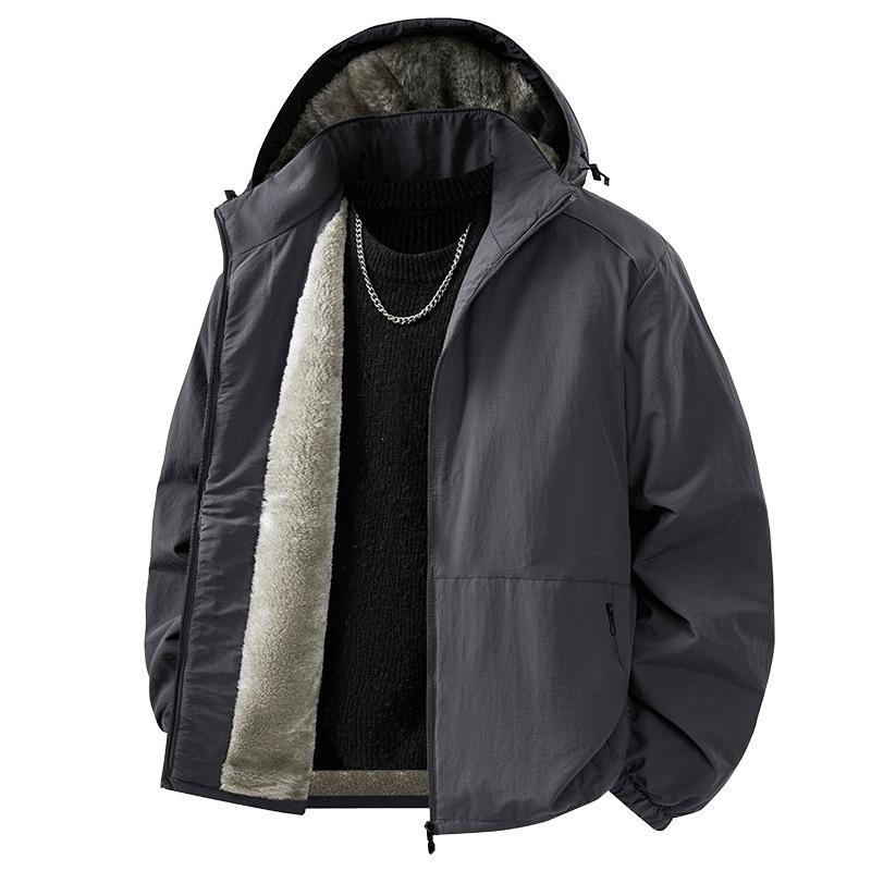 

Jacket jacket couple autumn and winter men s and women s fleece thickened top trendy brand warm windproof cotton jacket M