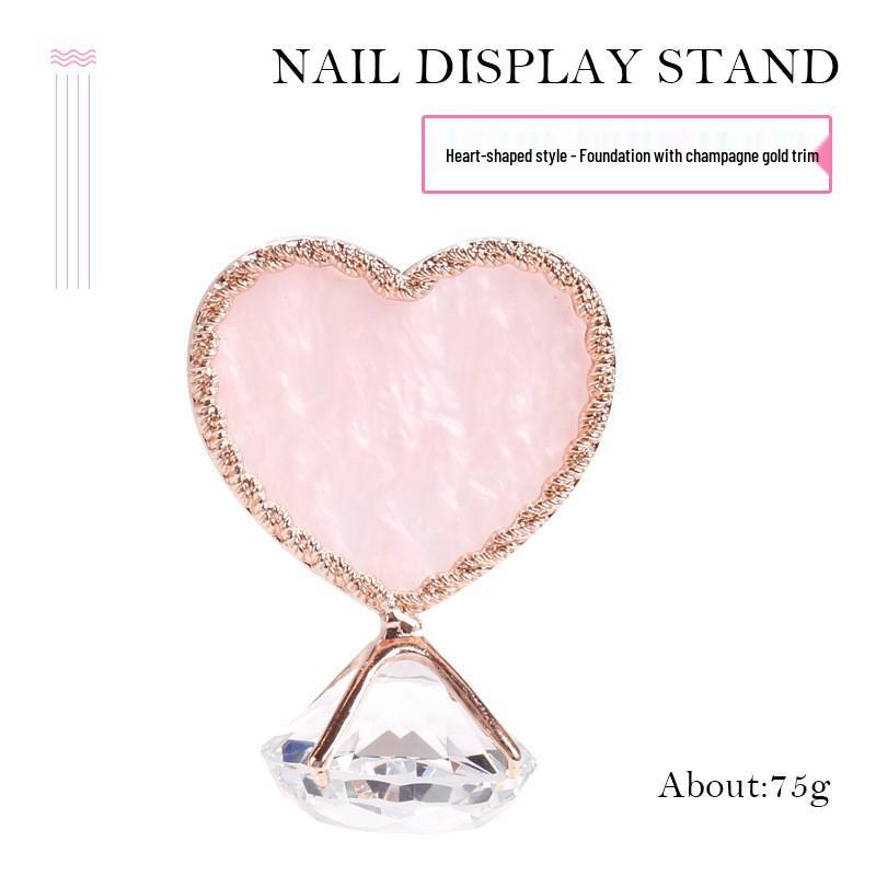 Heart-Shaped Diamond Base Manicure Display Stand with Gold Rim