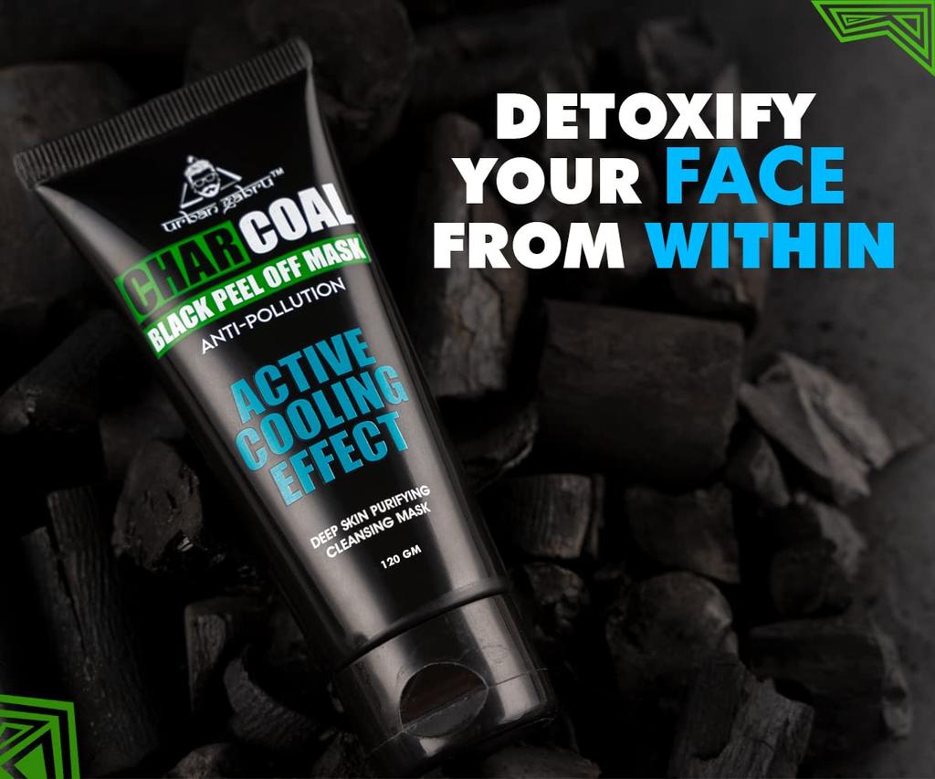 UrbanGabru Charcoal Black Peel Off Mask 120 Gm for Men & Women Deep Skin Purifying Cleanser