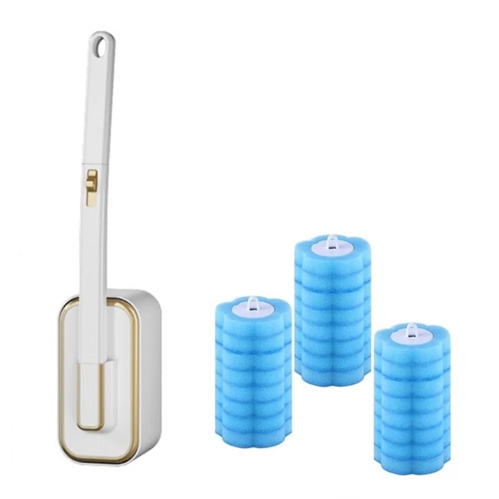 Toilet Brush Set Hygienic Cleaning Brush with Wall Mounted Holder with Disposable Replaceable Brush Head Bathroom Accessories