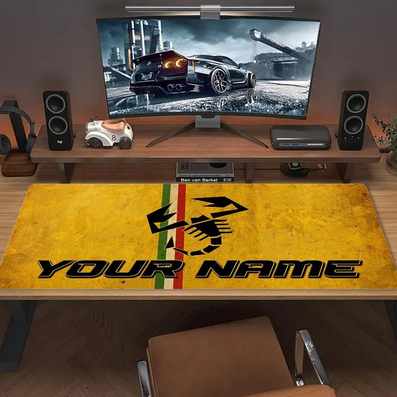 Custom Name Abarth Mouse Pad Large Gaming Table Cushion Non-slip Laptop Tablet Big Mousepad XXL Mat Mini PC Playmat With Lock edge