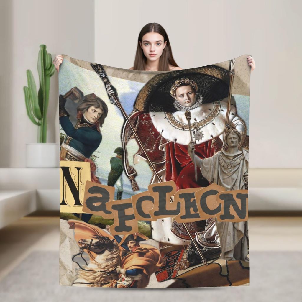 Napoleon Bonaparte Crossing the Alps Fleece Throw Fashion Blanket Art for Home Knitted Fashion Blanket Car Lightweight Multifunction