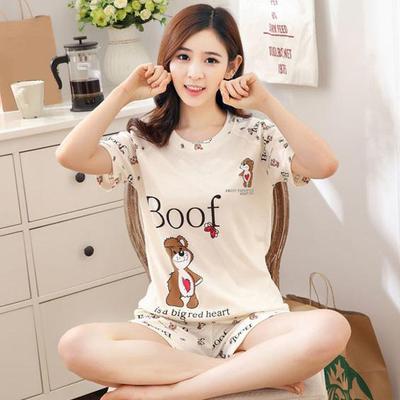 2Pcs/Set Cartoon Animal Women Sleepwear Short Sleeve Top Shorts Pajamas Set