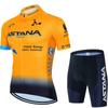 Mens Cycling Bib Shorts Set With Short Sleeve Jersey Breathable Sportwear Road Bike Riding