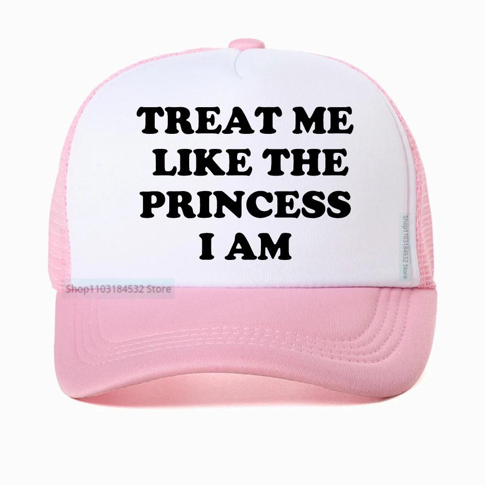 Treat Me Like The Princess I Am Letters Printed Baseball Cap Womens Harajuku 90s Fashion Snapback Hat Summer Adjustable Hats