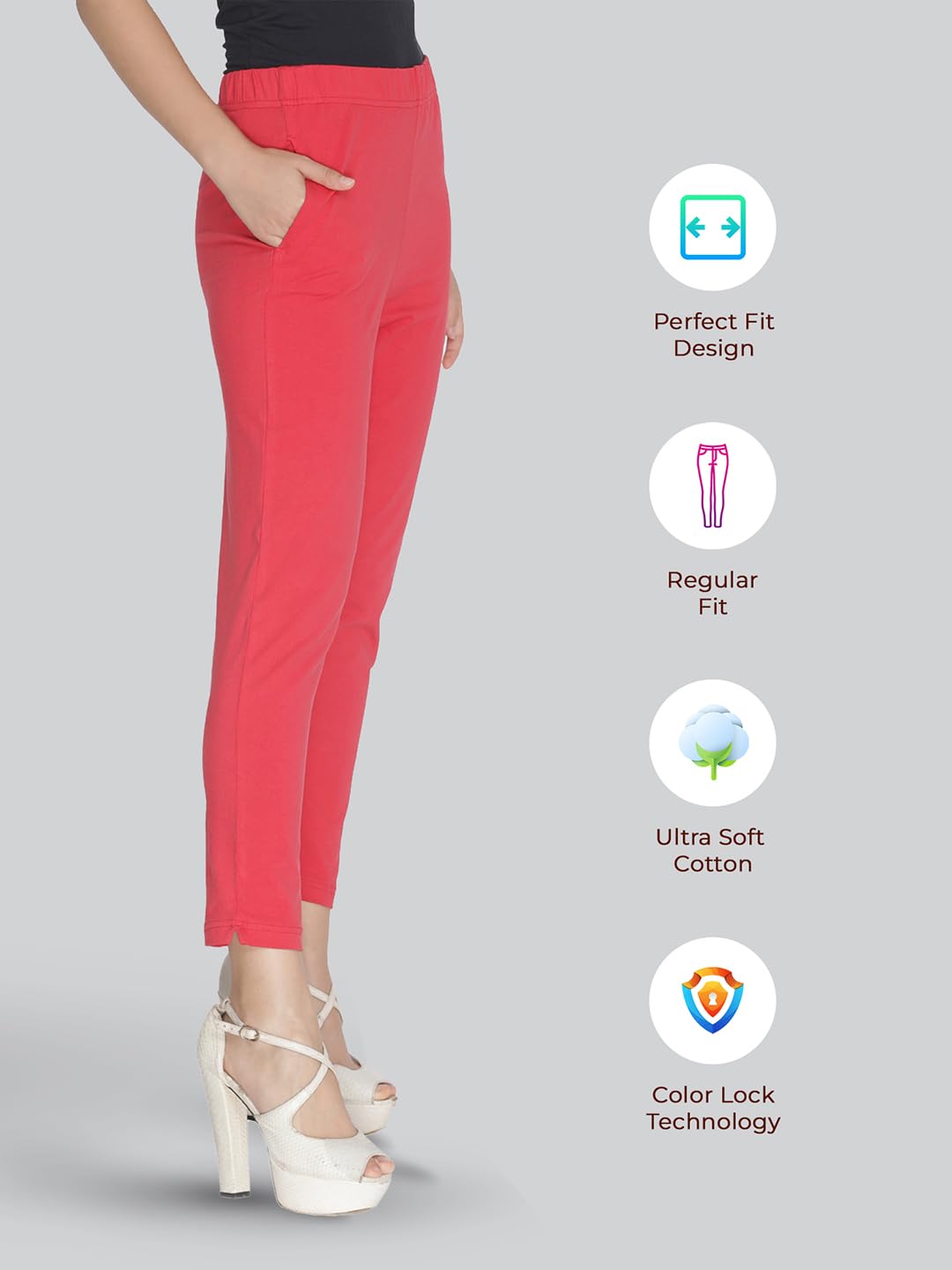 

Lyra Women Solid Premium Cotton Kurtipant | Mid-Waist | Fashionwear L алый