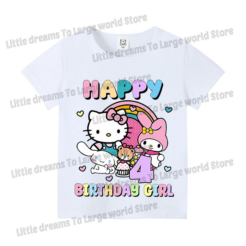 Baby Girls Birthday Number 19 Tshirt Cartoon Print Short Sleeve Tee Childrens Clothing Party Supplies Cotton Tee