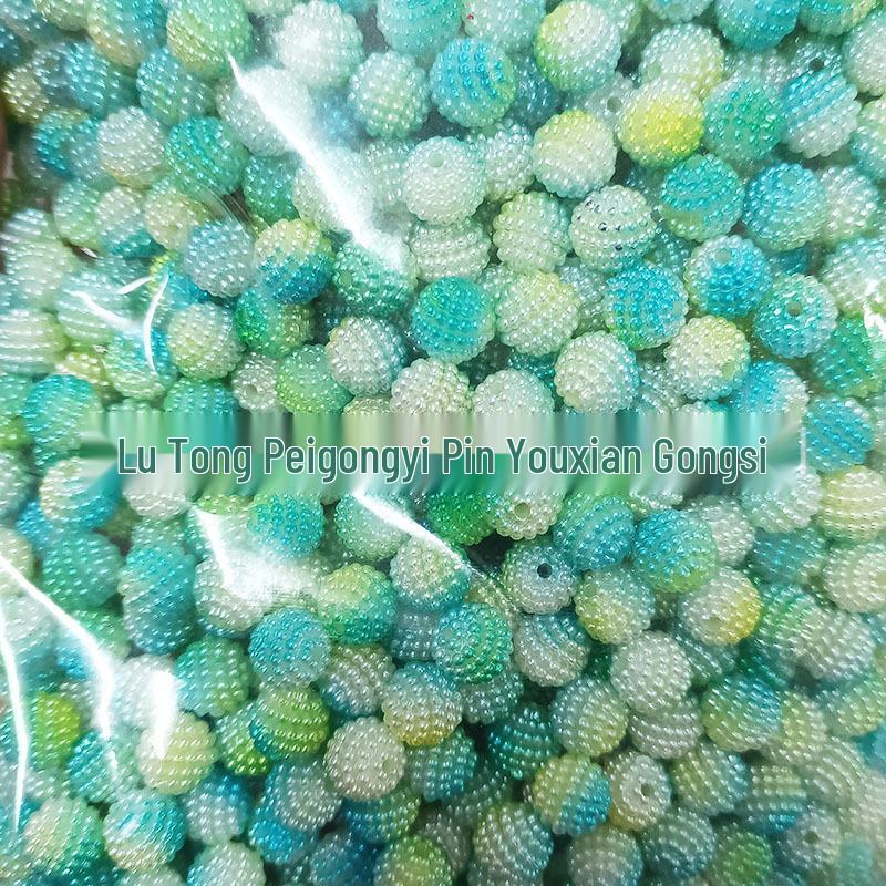 10mm Gradient Bayberry Ball ABS Hairpin with Two-Color Butterfly Orchid Core Bead