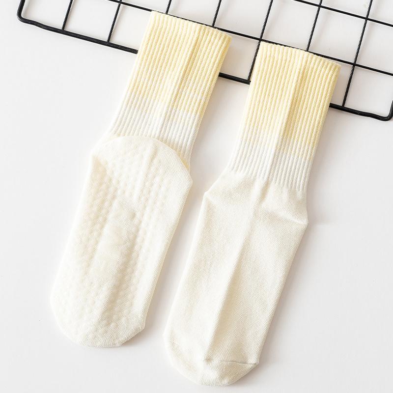 

Носки для йоги, нескользящие силиконовые носки-тапочки из чесаного хлопка со средней трубкой, женские спортивные носки из искусственной кожи для фитнеса и прыжков жёлтый