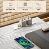 Desk Kitchen Table with 2 USB Charging Ports 2 Power Outlets Adjustable Shelves 3 Fabric Drawers 120x40x76 cm White