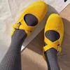 Fashion Fashion Cross Tied Round Toe Flat Sandals Satin Buckle Ballet Flats Women Simple Comfortable Slip Resistant Mary Jane Women Shoe