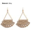 1 Pair Women Dangle Earrings All Match Ear Decoration Creative Weave Semicircle Tassel Hook