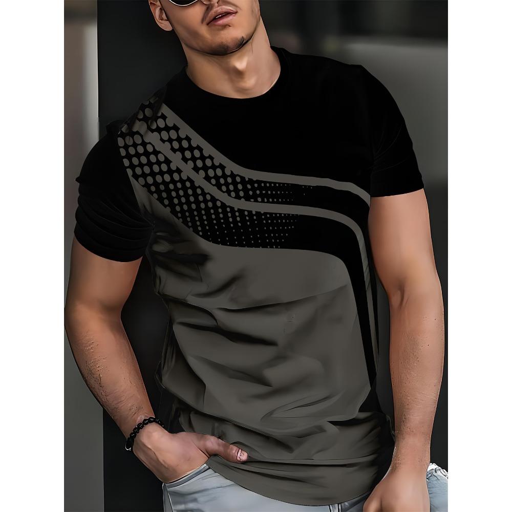 Summer Men's 3D Printed Crew Neck T-Shirt Fashion Versatile Breathable Trend Casual