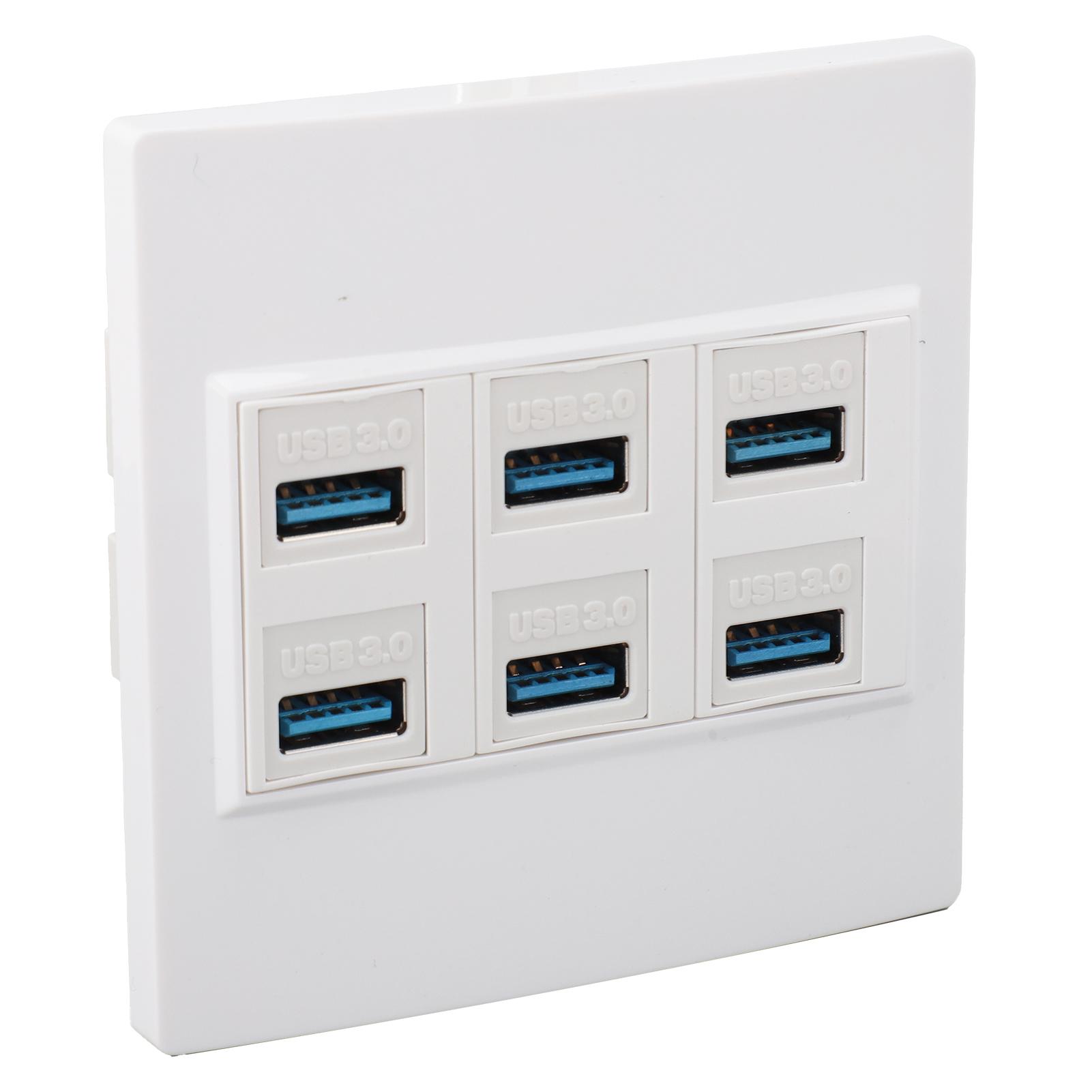 

6-портовая настенная панель USB 3.0 5 Гбит/с USB 3.0 розетка-розетка настенная панель для зарядки и