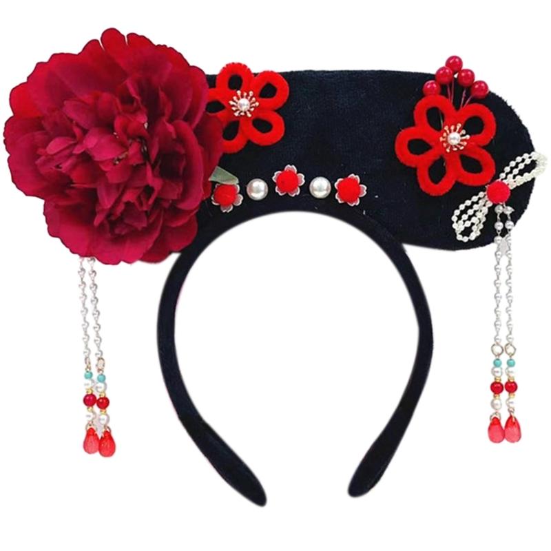 Chinese Princess Hairbands Traditional Headbands Princess Headpiece Costume Chinese Princess Qitou with Flower