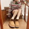 Leopard Print Cuff Ankle Boots Winter Plush Lined Side Zip Toothed Sole Women Warm Snow Shoes