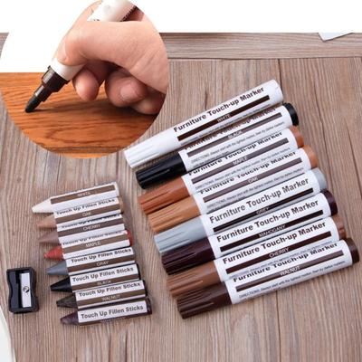 Kit de reparación de adornos para agujeros en el suelo, varillas de relleno, marcadores, parche, bolígrafo de pintura, arreglo para arañazos en muebles