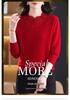 Mid-aged Women's Pure Wool Rhinestone Sweater - Warm Knit Base Layer for Autumn & Winter