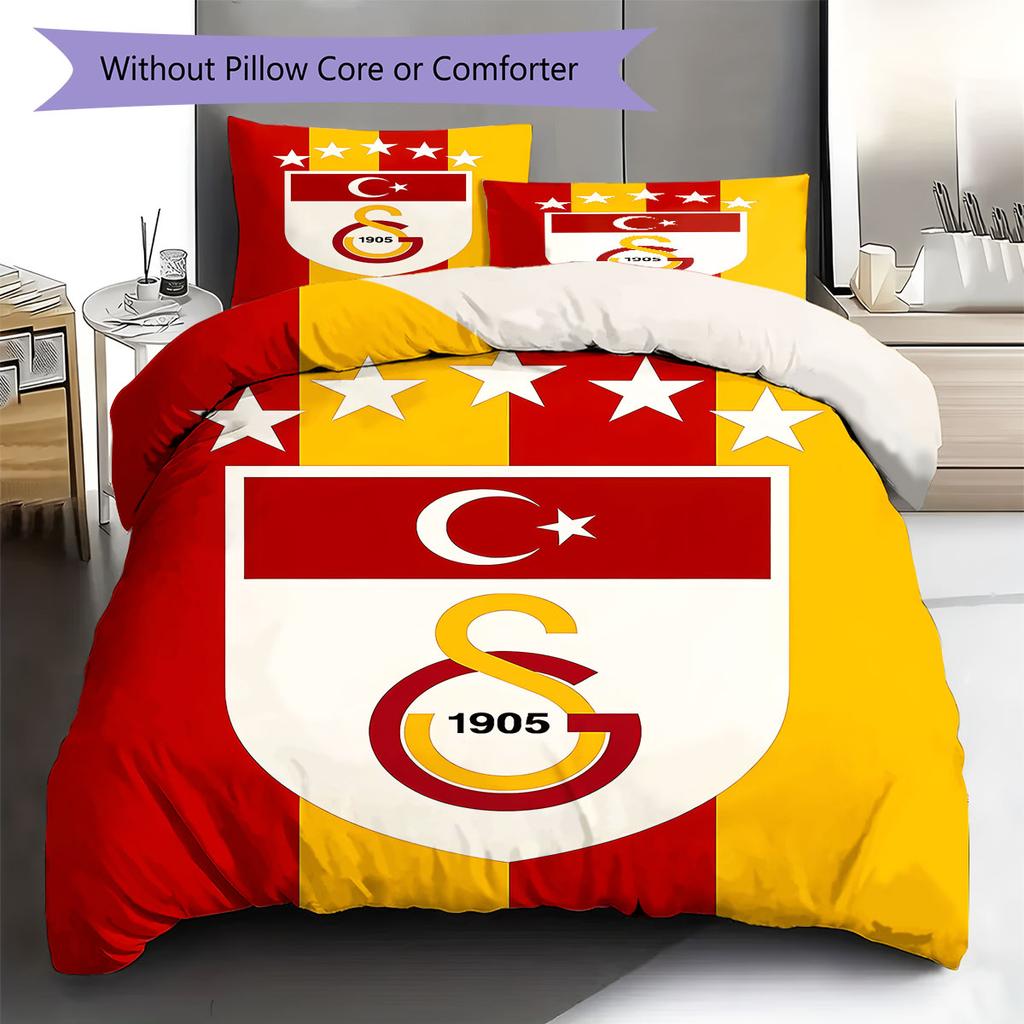 Galatasaray SK Pattern Bedding,Quilt Set Quilt Cover Pillowcase Home Birthday Gift(1 * duvet cover + 2 * pillowcase, without core)
