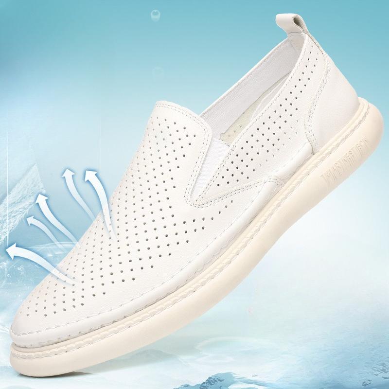 

Модные мужские сандалии 2025 Лето Новая мода Полая сетка Дышащие Слипоны Повседневная обувь Легкие Удобные Уличные Нескользящие Балетки 38 белый