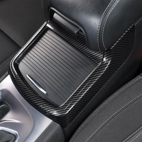 Car Front Cup Holder Cover Trim For Dodge Charger 11-23 Accessories Carbon Fiber