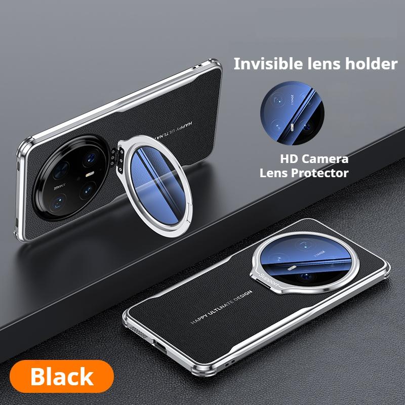 Leather Back Electroplated Soft TPU Case For HUAWEI Mate 80 Pro Max Mate 70 60 Pro Plus RS Camera Glass Film Hidden Bracket