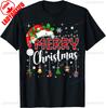Merry Christmas Red Santa Hat Reindeer Xmas Matching Family Tshirt Crewneck For Unisex High Quality Cotton Tops Tee Shirt Shor