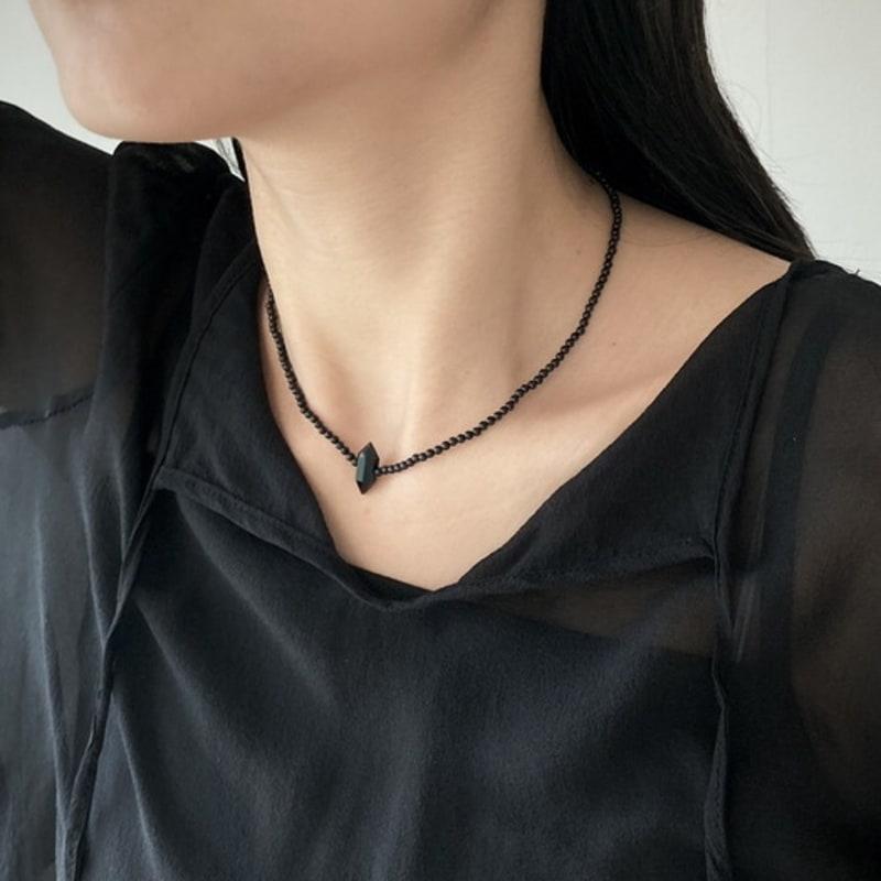 SUZURAN cavier onyx necklace_Caviar onyx gemstone necklace