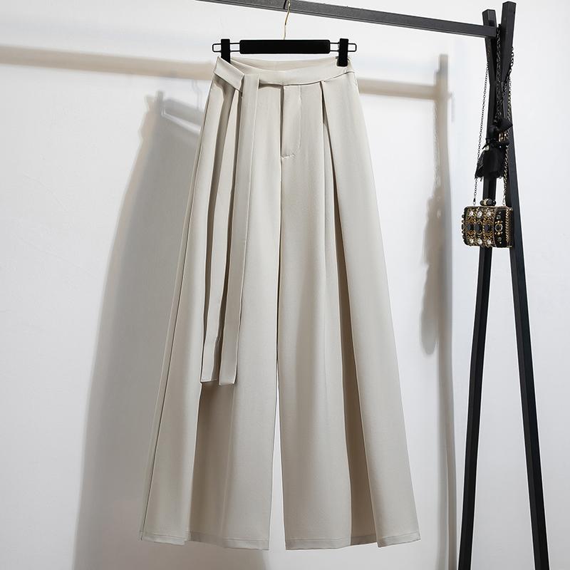 

Dimanaf 2025 Лето Плюс Размер Женские Широкие Брюки Базовые Эластичные Брюки Свободные Брюки С Высокой Талией Плиссированные Брюки 5XL S бежевый