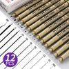 Waterproof Needle Tube 12-Line Soft Tip Drawing Pen for Art & Architecture