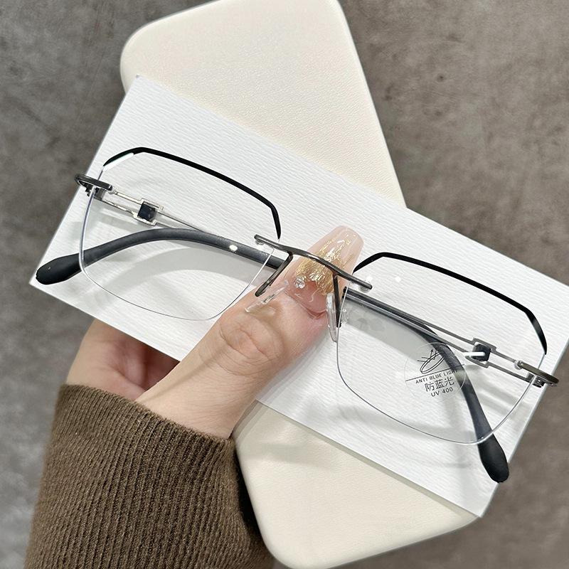Ultra-Light Frameless Middle-Aged And Elderly High Definition Anti-Blue Reading Glasses Business Wind Age-Reducing Reading Glasses Anti-Fatigue