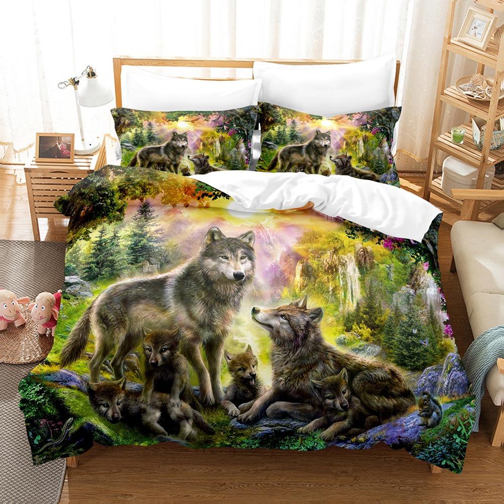 Animal Wolf Bedding Sets Bedding Sets Quilt Bed Cover Comforter Duvet Cover Pillow Case 2-3 Pieces Sets Kids Adult Bedroom Decor