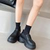 Fashion 9.5CM Genuine Leather Chunky Sneakers Autumn Thick Soled Pumps Spring Women Platform Wedge Fashion Ladies Vulcanize Shoes