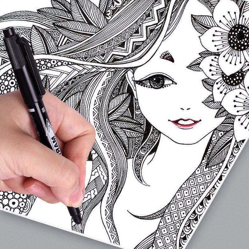 Dual Tip Permanent Markers, Oil-Based (Waterproof) - Fine & Broad Tips for Art Outlining, Sketching, Writing on Multiple Surfaces