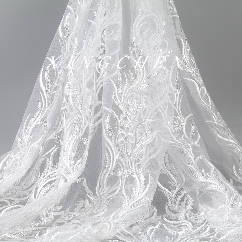 70Cm Large Sequined Lace Accessories Wedding Dress Veil Embroidery Jewelry Diy Material Curtain Fabric Decoration Accessories Factory