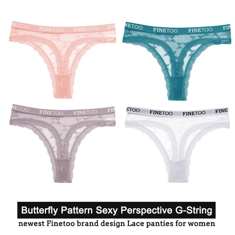 

FINETOO, 4 шт./компл., сексуальные кружевные женские трусики, стринги, нижнее белье, нижнее белье, стринги для женщин, трусики с бабочкой и Т-образной спинкой, цветочные трусики M