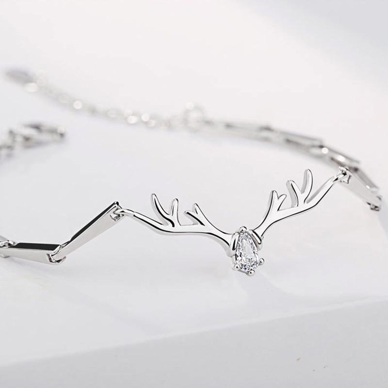 S925 Sterling Silver Deer Antler Bracelet for Women - Valentine's Day Gift for Girlfriend