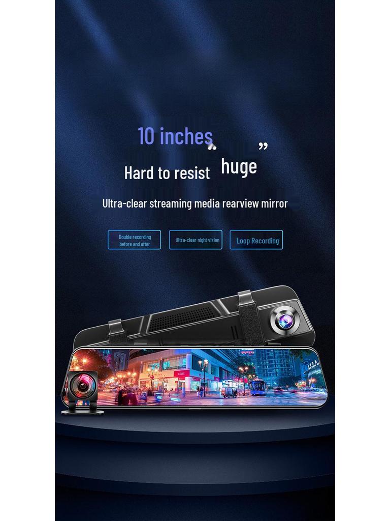 HD Night Vision Dash Cam: Dual Front and Rear Recording, Large Screen, with Parking Monitoring.