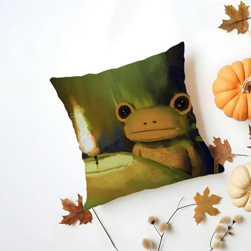 FFrog Aesthetic Cushion Cover Washable Linen Pillowcase Soft  for Daily Sofa Bed Home Room Decor