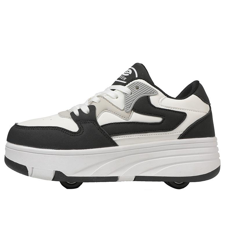 

31-42 Детские/женские четырехколесные съемные плоские спортивные туфли для катания на роликовых коньках на открытом воздухе Спортивная обувь для девочек 39 белый/чёрный