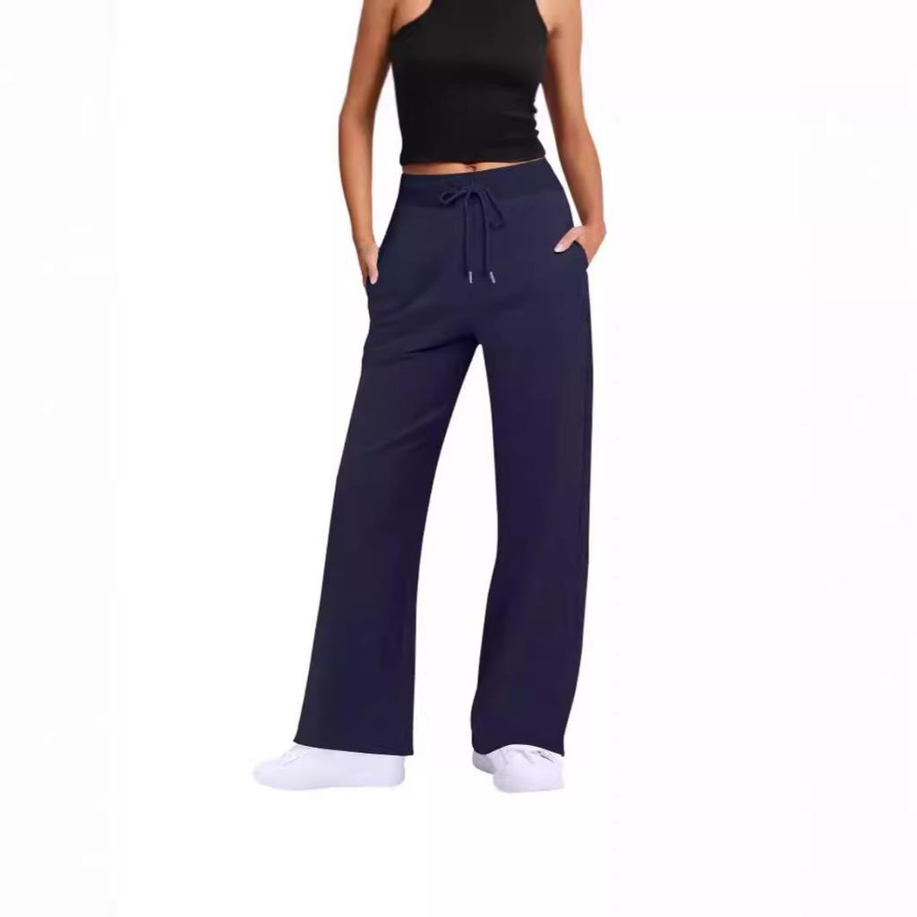 Fall Winter Women's High Waist Drawstring Solid Color Casual Sweatpants Leisure Leisure Long Pants