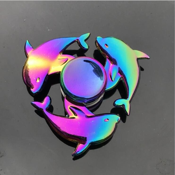 Colorful Zinc Alloy Fidget Spinner: Black Tech Stress-Relief Toy for Students and Kids.