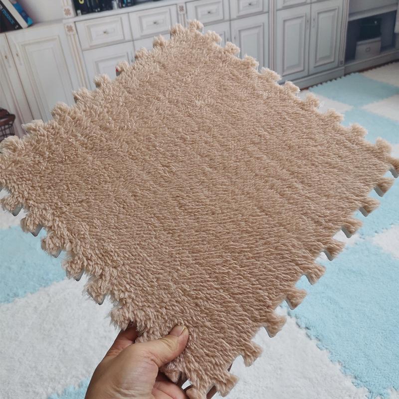 Washable Plush Patchwork Carpet: Cuttable Foam Floor Mat for Bedroom, Bedside, or Bay Window