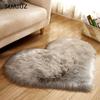 Leonard-Home Wool Imitation Sheepskin Rugs Faux Fur Non Slip Bedroom Shaggy Carpet Mats Winter