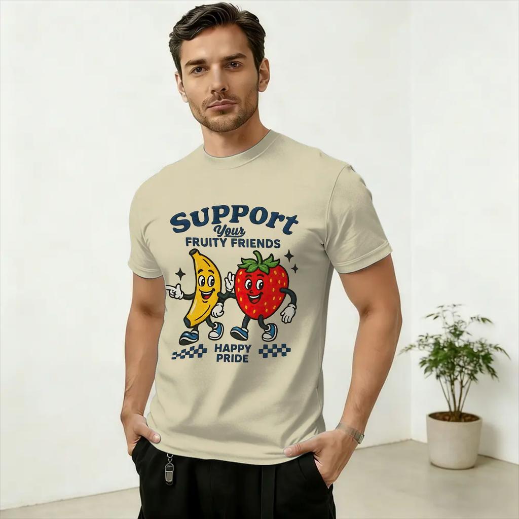 Novelty LGBTQ Support Your Fruity Friends Gay Pride TShirts Unisex O Neck 100 Cotton T Shirt Short Sleeve Tees Plus Size Tops