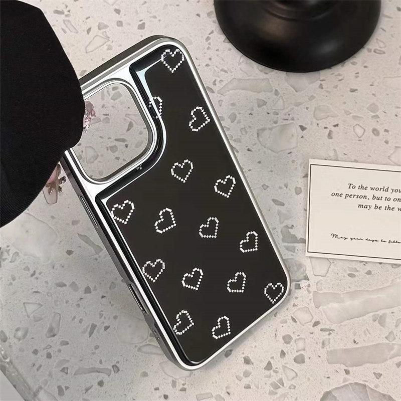 Carcasă acrilică de înaltă calitate, cu ramă electrolizată și design simplu, tip „love” pentru iPhone 16 Pro Max 15 14 Plus 13 12 Pro 11, cu protecție împotriva căderii